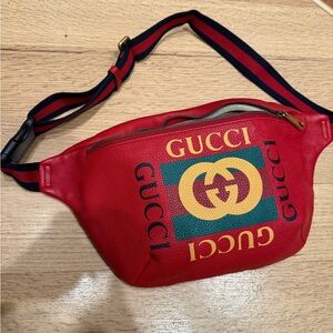 Gucci logo print belt bag leather size 90